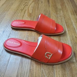 Cole Haan Charlotte Slide Sandals Womens Sz 8.5 Red Leather Sandal NEW NWOB